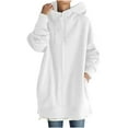 thumbnail image 1 of Juebong Women's Solid Color Hoodie Zipper Long Sleeve Sweatshirts Long Coat Tops With Pockets, 1 of 5