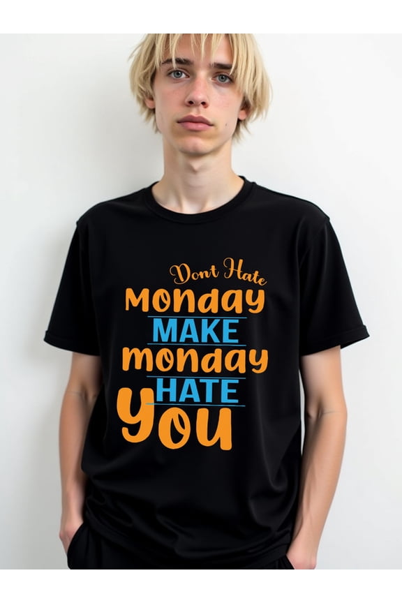 Monday Hater T-Shirt Mens t-shirts black graphic top Fashionable summer T-shirt, machine washable Unique Design Unisex Shirt Cotton tshirts
