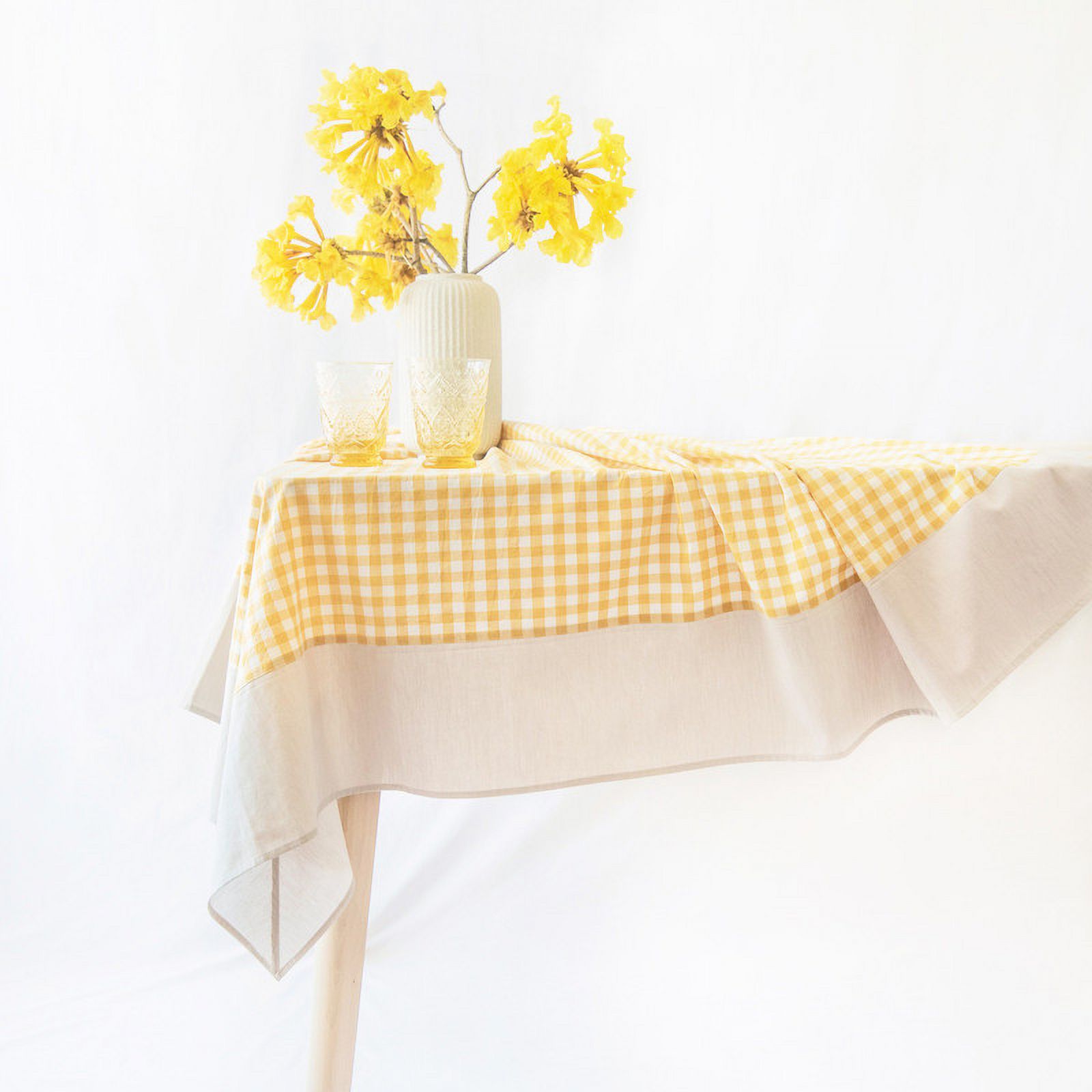 Yellow Gingham Tablecloth Roll 1 Piece