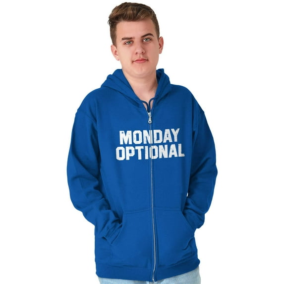 Monday Optional Work Week Weekend Zip Up Hoodie Men's Women's Brisco Brands L