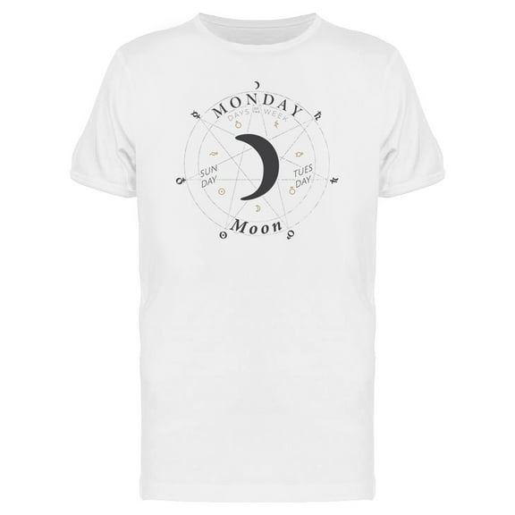 Monday Sign Moon Heptagram Tee Men's -Image by Shutterstock