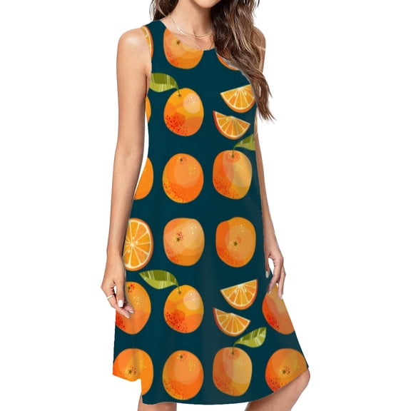 Monday Start With Oranges In The Dark Dress Loose Women'S Dress Beach Dresses With Pockets Dresses For Womens