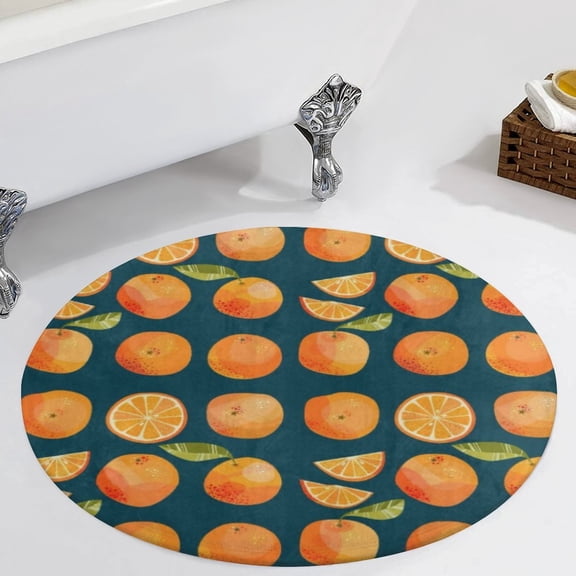 Monday Start with Oranges in The Dark Round Carpet Circle Rug Outdoor Patio Area Rug Washable Large Area Rugs Hallway Room Decor Fitness Mats