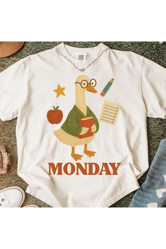 Monday Teacher Png, Monday School Shirt, Friday Png, Teacher Png, Silly Teacher Goose Png, Gift for Teacher, Weekday Sweatshirt, Monday Tee