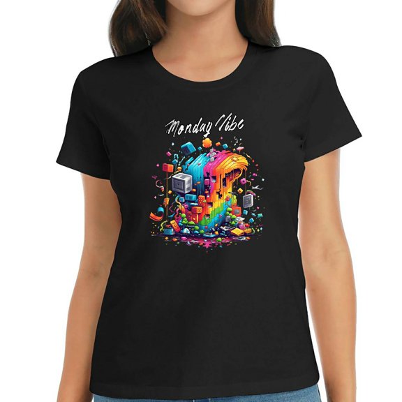 Monday Vibe Back to School Gifts Unique Graphic Tee for Women - Comfortable & Stylish Short Sleeve Shirt