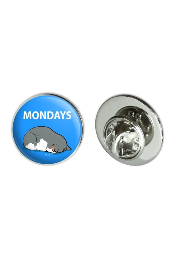 Mondays Cat Sleepy Tired Sleeping Work Metal 0.75" Lapel Hat Pin Tie Tack Pinback