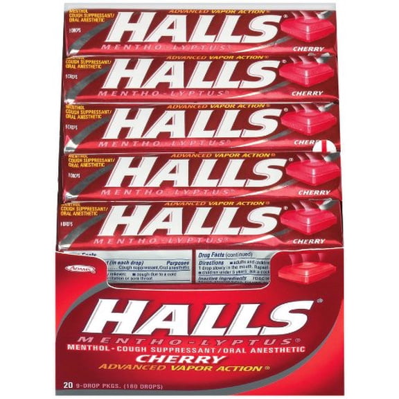 Mondelez Halls Cough Suppressant/Oral Anesthetic, 20 ea