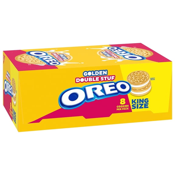 OREO Double Stuf Golden Sandwich Cookies, Vanilla Flavor, 10 King Size Snack Packs