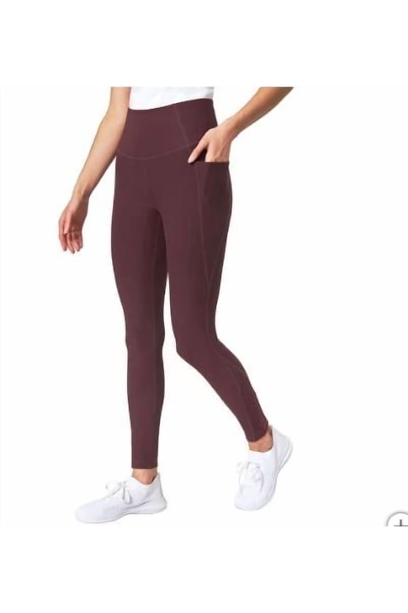 Leggings for Women - Yoga Leggings - Gym Workout Athletic Yoga Pants with Pockets - Basket Weave Tight (Red, L)