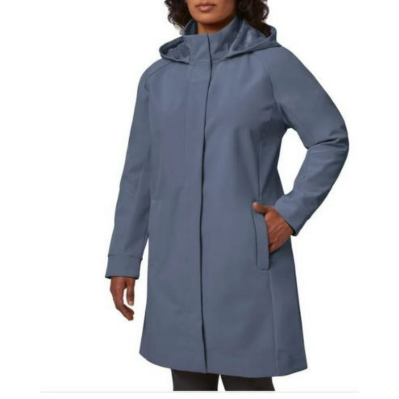 Mondetta Ladies' Long Softshell Hooded Jacket, Blue XS
