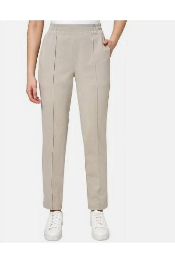 Women's Textured Pintuck Straight Leg Pant (US, Alpha, Small, Regular, Regular, Beige)
