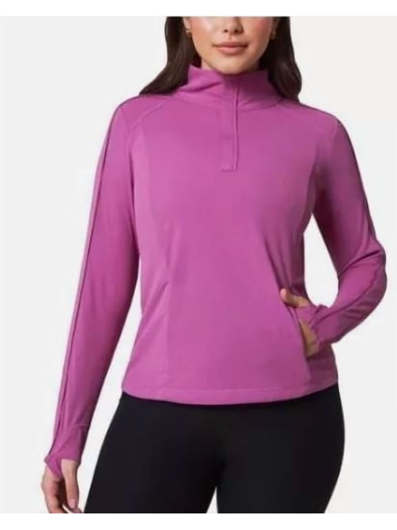 Womens Hiking Athletic Workout Tops - Lightweight Quarter-Zip Pullover (X-Small/Purple)