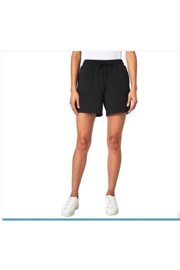 Ladies' Ribbed Scuba Active Moisture Wicking Shorts 5" Inseam Black 2X