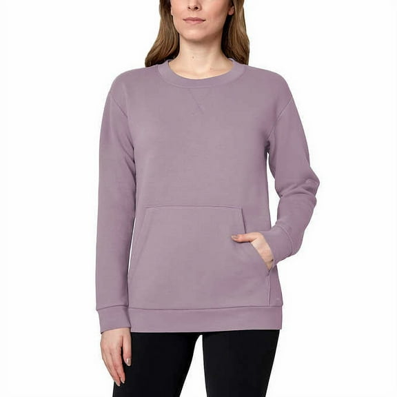 Mondetta Ladies' Size Small, Knit Fleece Crewneck with Kangaroo Pocket, Purple