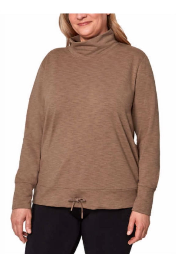 Ladies Space Dye Long Sleeve Top, Mocha, Small