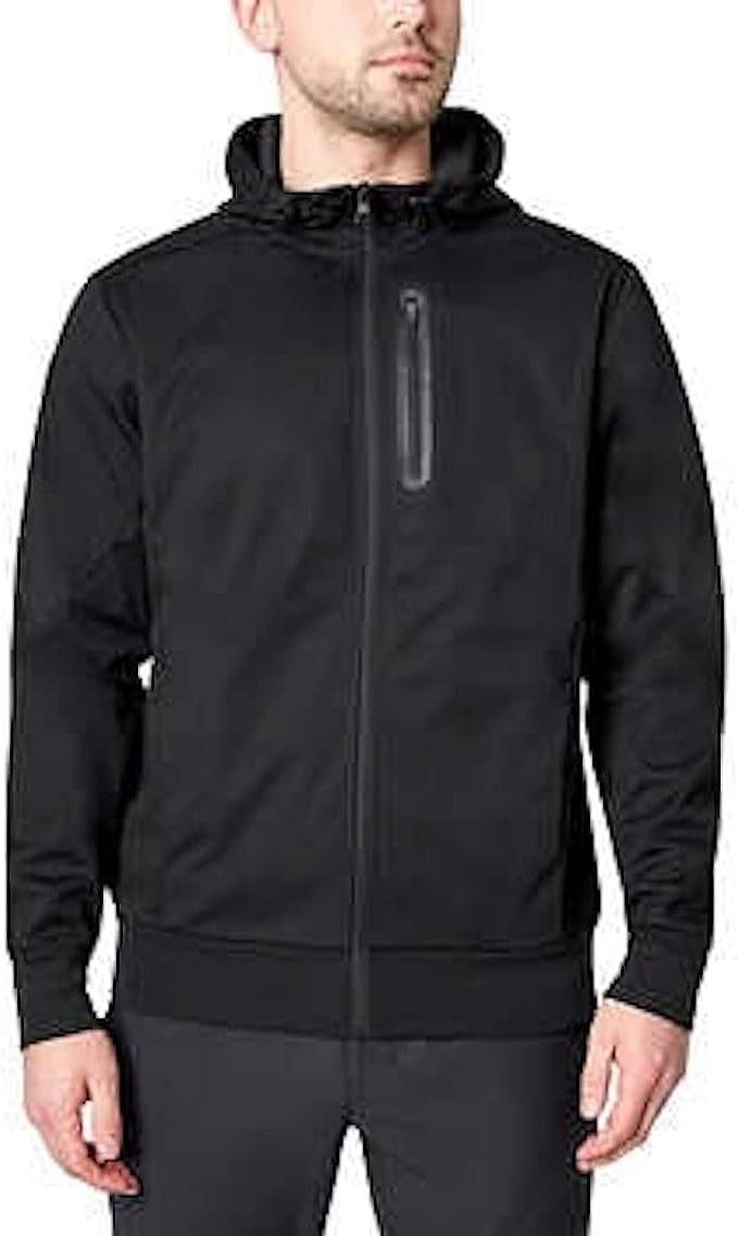 MONDETTA Men's Full Zip Hooded Active Jacket (Black, Medium)