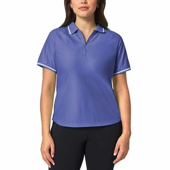 Mondetta Women's Active 1/4-Zip Short Sleeve Mesh Polo Shirt (US, Alpha, Small, Regular, Regular, Blue)