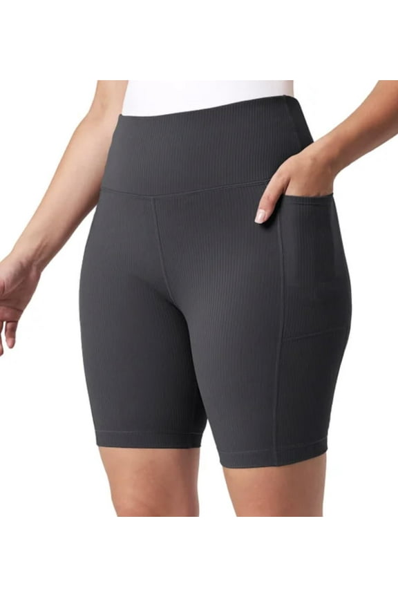 Women's Active Moisture Wicking Ribbed Bike Short, Black, Medium