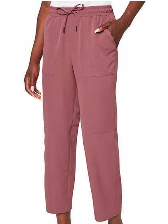 Women's Ankle Pants High-Rise Elasticated Waistband Dark Orchid Small