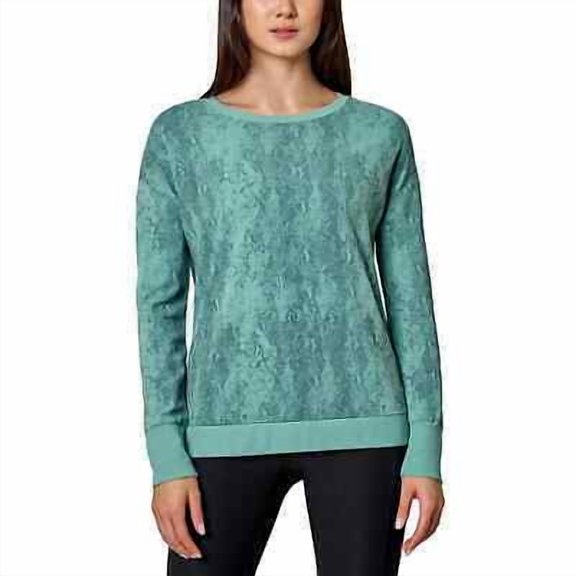 Mondetta Womens Crewneck Long Sleeve Snake Print Sweatshirt Teal Green Small NWT