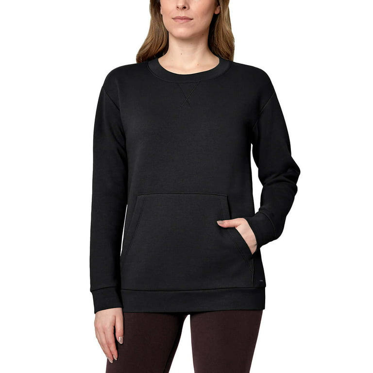Mondetta Women's Everyday Soft Fleece Crewneck Sweatshirt (Black, XXL)