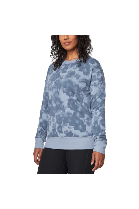 Women's Floral Print Eco Soft Lightweight Casual Active Sweatshirt Top-Blue / L