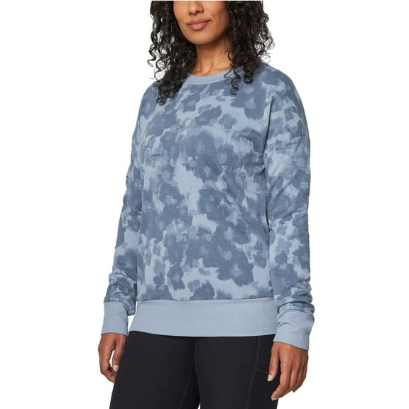 Mondetta Women's Floral Print Eco Soft Lightweight Casual Active Sweatshirt Top-Blue / S