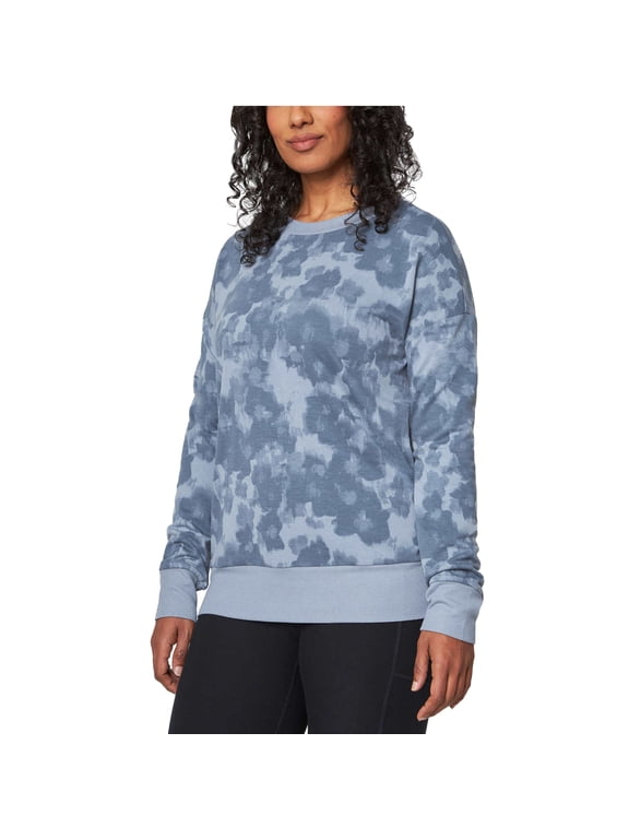 Women's Floral Print Eco Soft Lightweight Casual Active Sweatshirt Top-Blue / S