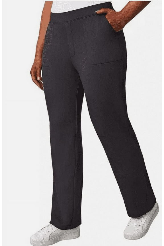 Women's Herringbone Straight Leg Pants, Black XXL