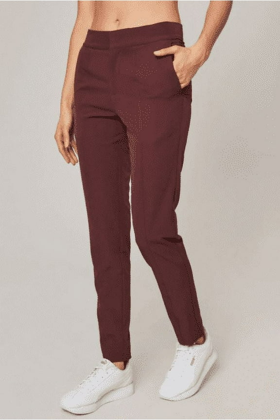 Women's High Rise Casual Solid Print Pant, Maroon