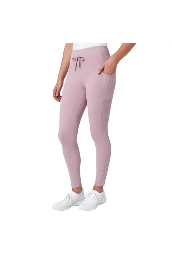 Women's High Rise Rib Panel Legging Pant Pink S