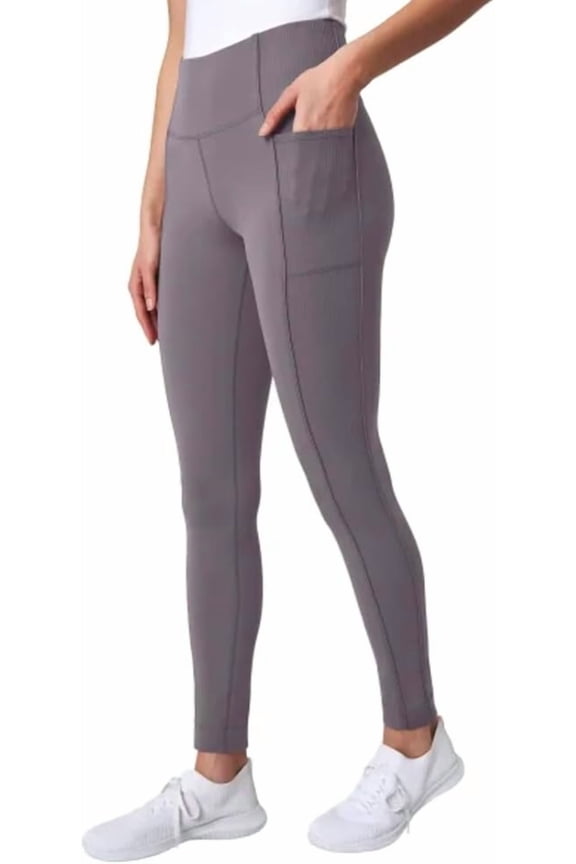 Women's High Rise Ribbed Panel Legging, Purple, 2X-Large