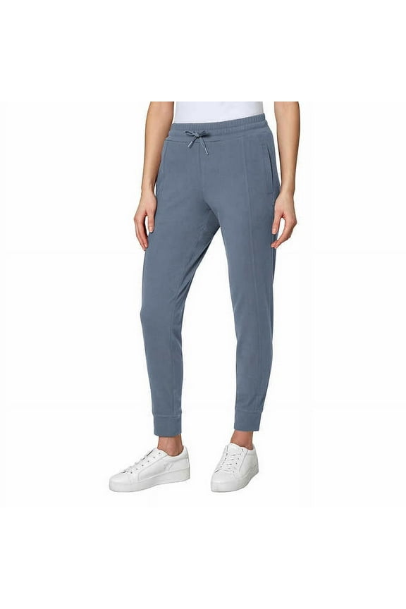 Women's High Waist Active Pants Side Pockets Soft Fleece Joggers-Blue / XXL