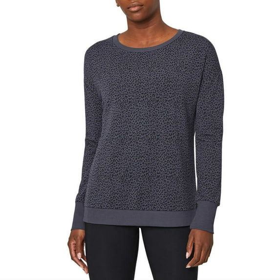 Mondetta Women's Leopard Print Soft Moisture Wicking Relaxed Fit Sweatshirt Top