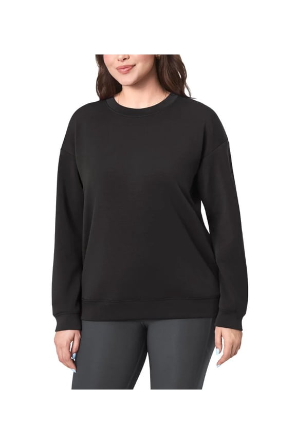 Women's Long Sleeve Active Cozy Crewneck (Black, XS)