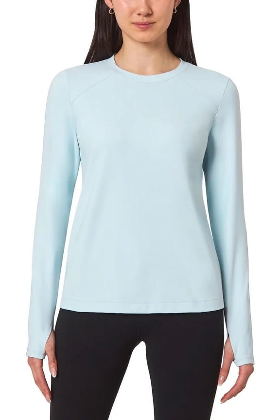 Women's Long Sleeve Active Top with Thumb Holes (US, Alpha, Large, Regular, Regular, Nantucket Breeze (Blue))