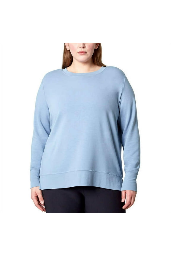 Women's Long Sleeve Brushed Tunic Sweatshirt (Ashley Blue, S)