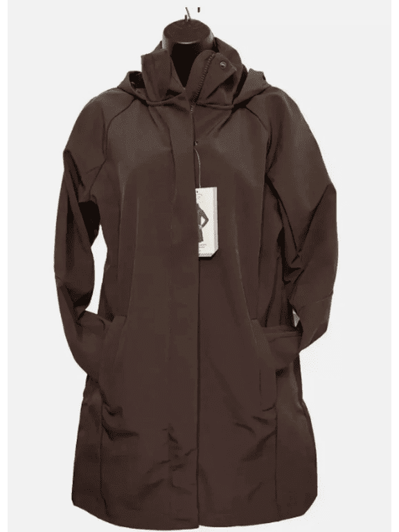 Women's Long Softshell Hooded Jacket, Brown, Small