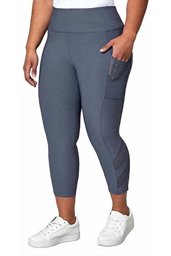 Women's Midweight High Waisted Mesh Capri Legging(Lilac, XX-Large)