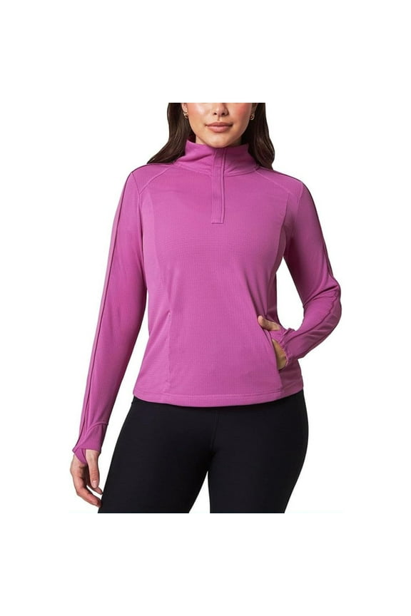 Women's Moisture Wicking Quarter-Zip Pullover Sweatshirt Active Top (Purple, XL)