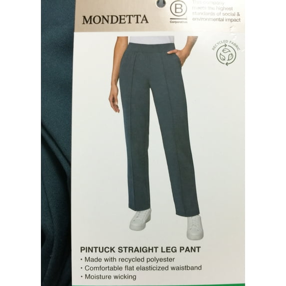 Mondetta Women's Pintuck Straight Leg Pant (Blue, XL)