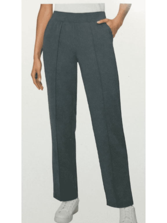 Women's Pintuck Straight Leg Pull On Pants Size Medium Blue