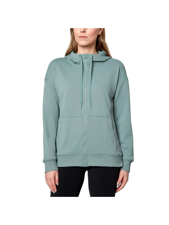 Women's Plus Performance Kangaroo Pocket Moisture Wicking Full Zip Hoodie-Green / 2X
