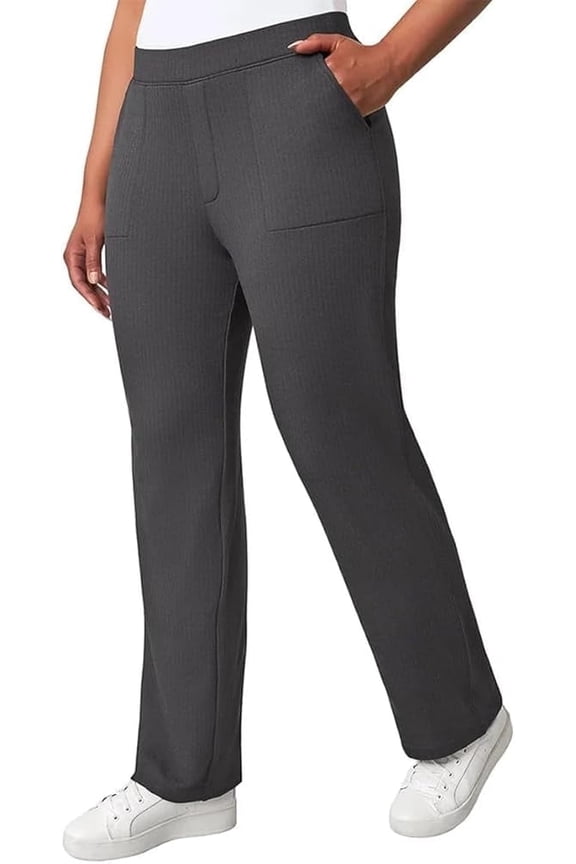 Women's Pull-On Herringbone Straight Leg Pants, Black