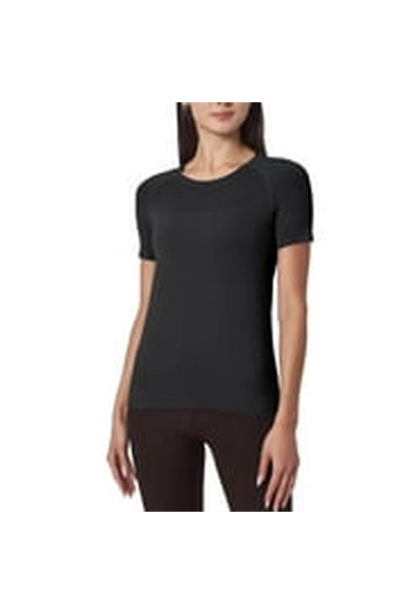 Women's Short Sleeve Fitted Active Seamless T-Shirt (US, Alpha, Large, Regular, Regular, Black)