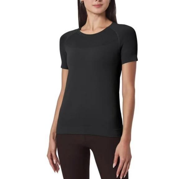 Mondetta Women's Short Sleeve Fitted Active Seamless T-Shirt (US, Alpha, Small, Regular, Regular, Black)