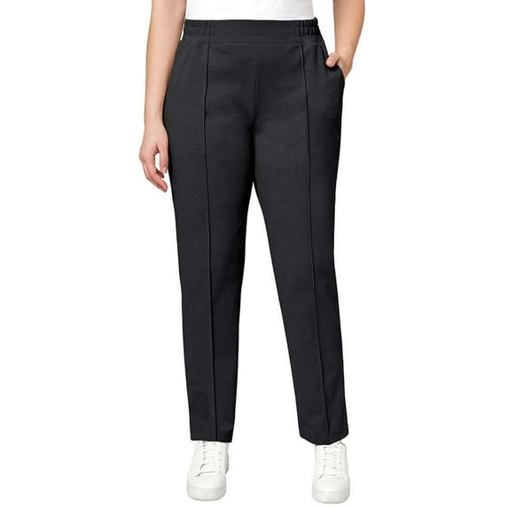 Mondetta Women's Textured Pintuck Straight Leg Pant (Large, Black)