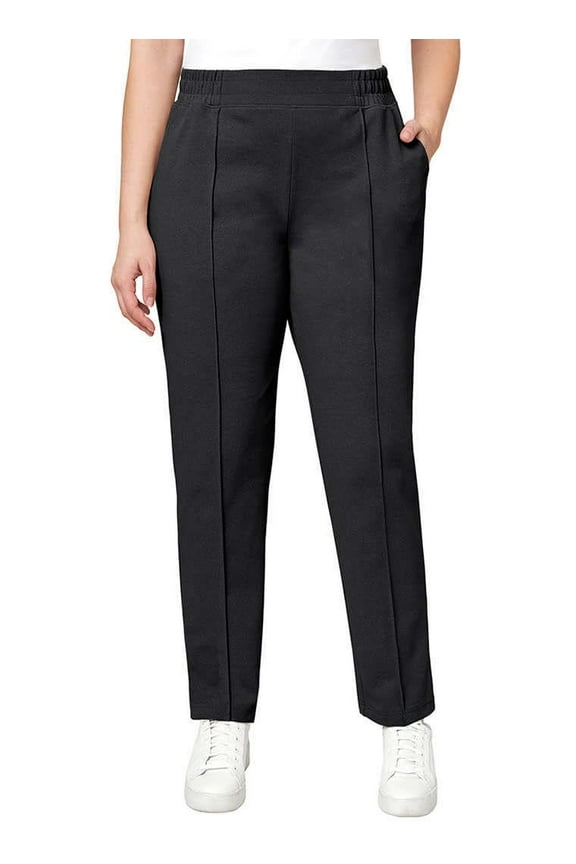 Women's Textured Pintuck Straight Leg Pant (Black, Small)