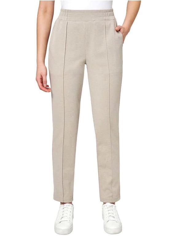 Women's Textured Pintuck Straight Leg Pant, Beige, X-Large