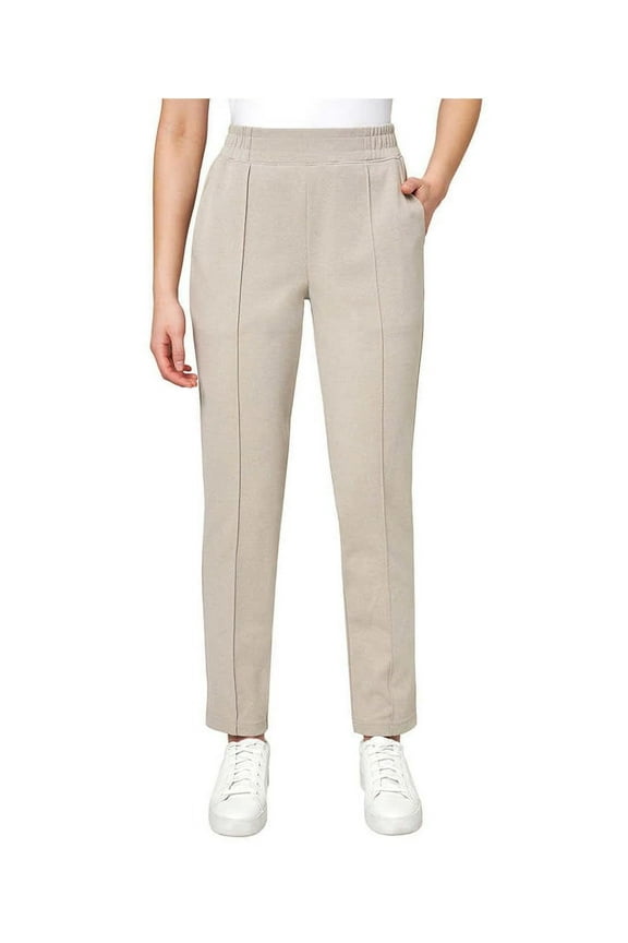 Women's Textured Pintuck Straight Leg Pant (US, Alpha, X-Large, Regular, Regular, Beige)